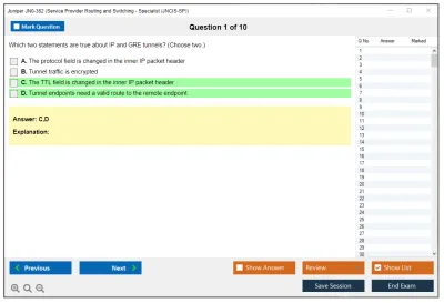 Juniper JN0-362 Service Provider Routing and Switching - Specialist (JNCIS-SP) Practice test exam simulator test engine exam Prep practice test questions answers Image 1