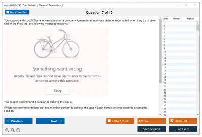 Microsoft MS-740 Troubleshooting Microsoft Teams Practice test exam simulator test engine exam Prep practice test questions answers Image 7