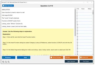 Microsoft 77-427 Excel 2013 Expert Part One Practice test exam simulator test engine exam Prep practice test questions answers Image 2