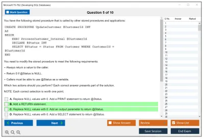 Microsoft 70-762 Developing SQL Databases Practice test exam simulator test engine exam Prep practice test questions answers Image 5