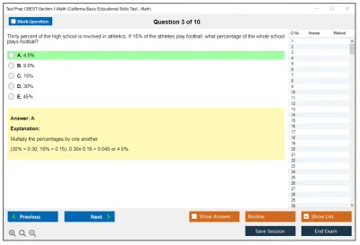 Test Prep CBEST-Section-1-Math California Basic Educational Skills Test - Math Practice test exam simulator test engine exam Prep practice test questions answers Image 3