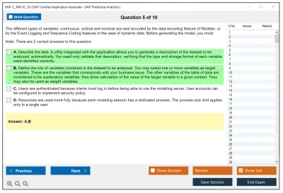 SAP C_PAII10_35 SAP Certified Application Associate - SAP Predictive Analytics Practice test exam simulator test engine exam Prep practice test questions answers Image 5