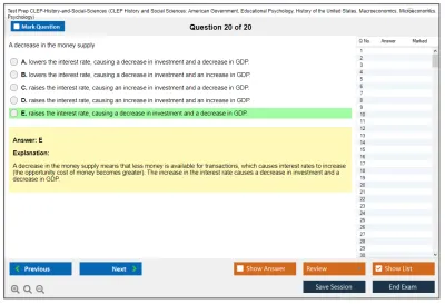 Test Prep CLEP-History-and-Social-Sciences CLEP History and Social Sciences: American Government, Educational Psychology, History of the United States, Macroeconomics, Microeconomics, Psychology Practice test exam simulator test engine exam Prep practice test questions answers Image 20