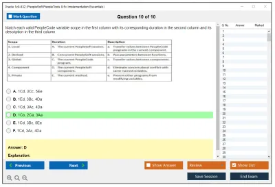 Oracle 1z0-632 PeopleSoft PeopleTools 8.5x Implementation Essentials Practice test exam simulator test engine exam Prep practice test questions answers Image 10