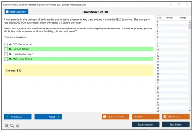 Salesforce B2C-Solution-Architect Salesforce Certified B2C Solution Architect Practice test exam simulator test engine exam Prep practice test questions answers Image 3