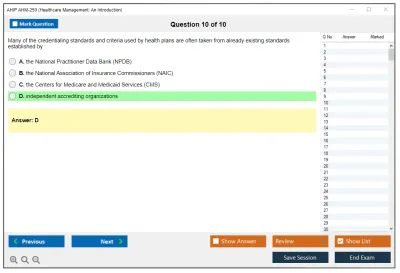 AHIP AHM-250 Healthcare Management: An Introduction Practice test exam simulator test engine exam Prep practice test questions answers Image 10