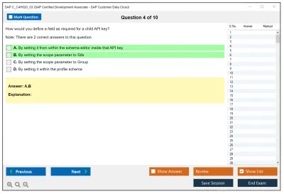 SAP C_C4H620_03 SAP Certified Development Associate - SAP Customer Data Cloud Practice test exam simulator test engine exam Prep practice test questions answers Image 4