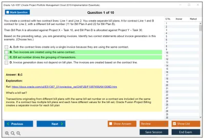 Oracle 1z0-1057 Oracle Project Portfolio Management Cloud 2019 Implementation Essentials Practice test exam simulator test engine exam Prep practice test questions answers Image 1