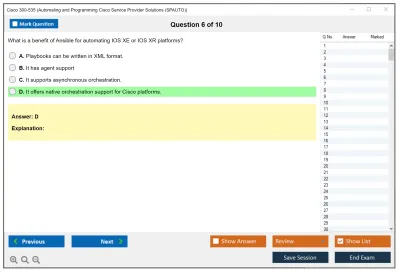 Cisco 300-535 Automating and Programming Cisco Service Provider Solutions (300-535 SPAUTO) Practice test exam simulator test engine exam Prep practice test questions answers Image 6