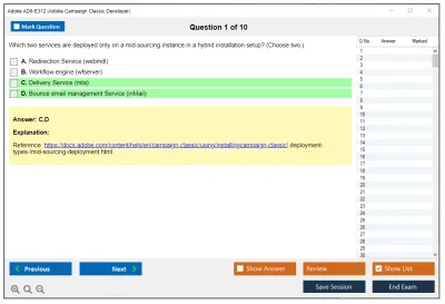 Adobe AD0-E312 Adobe Campaign Classic Developer Practice test exam simulator test engine exam Prep practice test questions answers Image 1