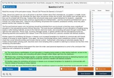 Test Prep GED-Test General Educational Development Test: Social Studies, Language Arts - Writing, Science, Language Arts - Reading, Mathematics Practice test exam simulator test engine exam Prep practice test questions answers Image 2