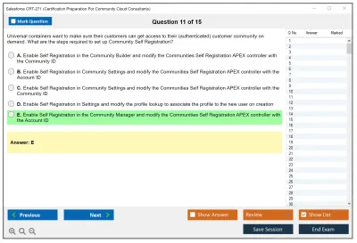 Salesforce CRT-271 Salesforce Certification Preparation For Community Cloud Consultants Practice test exam simulator test engine exam Prep practice test questions answers Image 11