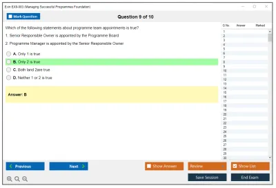 Exin EX0-003 Managing Successful Programmes Foundation Practice test exam simulator test engine exam Prep practice test questions answers Image 9