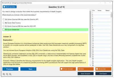 Microsoft DP-201 Designing an Azure Data Solution Practice test exam simulator test engine exam Prep practice test questions answers Image 12