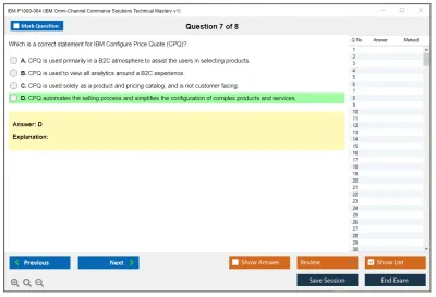 IBM P1000-004 IBM Omni-Channel Commerce Solutions Technical Mastery v1 Practice test exam simulator test engine exam Prep practice test questions answers Image 7