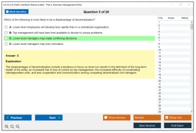 IIA IIA-CIA-Part4 Certified Internal Auditor - Part 4, Business Management Skills Practice test exam simulator test engine exam Prep practice test questions answers Image 5