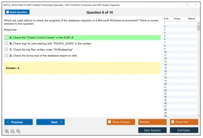 SAP E_S4HCON2019 SAP Certified Technology Specialist - SAP S/4HANA Conversion and SAP System Upgrade Practice test exam simulator test engine exam Prep practice test questions answers Image 6