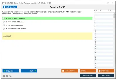 SAP C_HANATEC_16 SAP Certified Technology Associate - SAP HANA 2.0 SPS04 Practice test exam simulator test engine exam Prep practice test questions answers Image 9