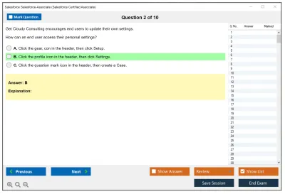 Salesforce Salesforce-Associate Salesforce Certified Associate Practice test exam simulator test engine exam Prep practice test questions answers Image 2