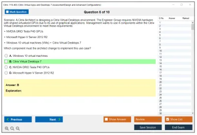 Citrix 1Y0-403 Citrix Virtual Apps and Desktops 7 Assessment Design and Advanced Configurations Practice test exam simulator test engine exam Prep practice test questions answers Image 6
