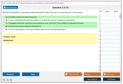 SAP C_S4CDK_2022 SAP Certified Development AssociateSAP Cloud SDK Extensibility Developer Practice test exam simulator test engine exam Prep practice test questions answers Image 2
