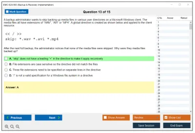 EMC E20-593 Backup &amp; Recovery Implementation Practice test exam simulator test engine exam Prep practice test questions answers Image 13