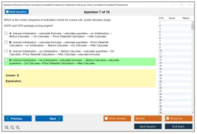 Salesforce Revenue-Cloud-Consultant-Accredited-Professional Salesforce Revenue Cloud Consultant Accredited Professional Practice test exam simulator test engine exam Prep practice test questions answers Image 7