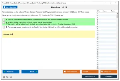 Avaya 3308 Avaya Contact Recording and Avaya Quality Monitoring R12 Implementation and Maintenance Practice test exam simulator test engine exam Prep practice test questions answers Image 1