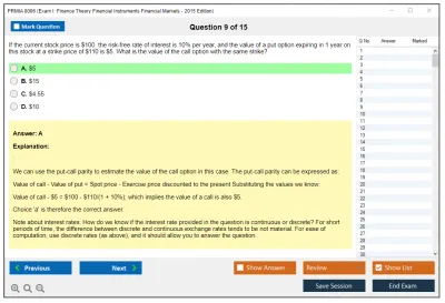 PRMIA 8006 Exam I: Finance Theory Financial Instruments Financial Markets - 2015 Edition Practice test exam simulator test engine exam Prep practice test questions answers Image 9
