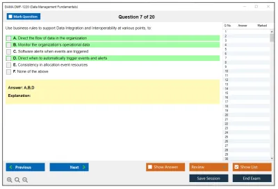 DAMA DMF-1220 Data Management Fundamentals Practice test exam simulator test engine exam Prep practice test questions answers Image 7