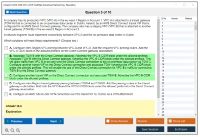 Amazon AWS ANS-C01 Amazon AWS Certified Advanced Networking - Specialty Practice test exam simulator test engine exam Prep practice test questions answers Image 3