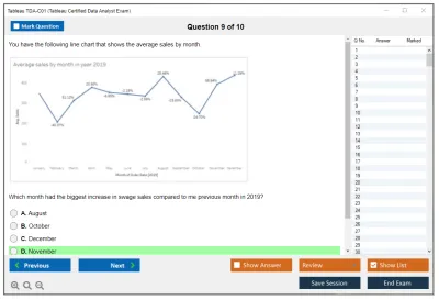 Tableau TDA-C01 Tableau Certified Data Analyst Exam Practice test exam simulator test engine exam Prep practice test questions answers Image 9