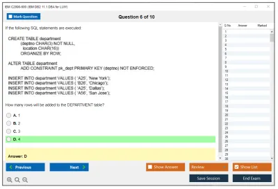 IBM C2090-600 IBM DB2 11.1 DBA for LUW Practice test exam simulator test engine exam Prep practice test questions answers Image 6