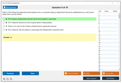 Cima P3 Risk Management Practice test exam simulator test engine exam Prep practice test questions answers Image 9