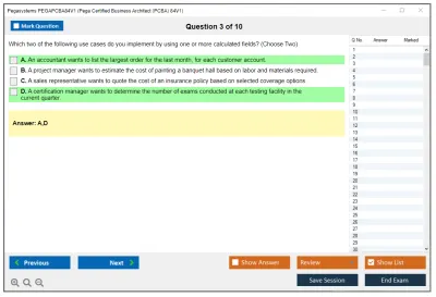 Pegasystems PEGAPCBA84V1 Pega Certified Business Architect (PCBA) 84V1 Practice test exam simulator test engine exam Prep practice test questions answers Image 3