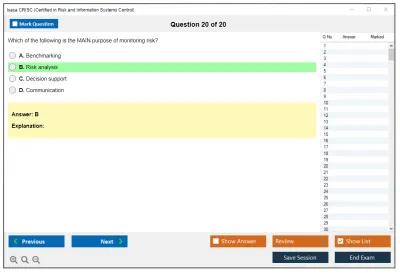 Isaca CRISC Certified in Risk and Information Systems Control Practice test exam simulator test engine exam Prep practice test questions answers Image 20