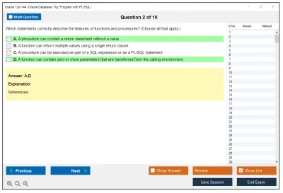 Oracle 1z0-144 Oracle Database 11g: Program with PL/SQL Practice test exam simulator test engine exam Prep practice test questions answers Image 2