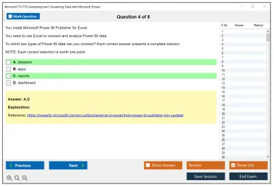 Microsoft 70-779 Analyzing and Visualizing Data with Microsoft Excel Practice test exam simulator test engine exam Prep practice test questions answers Image 4