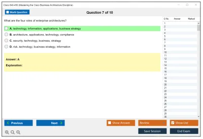 Cisco 840-450 Mastering the Cisco Business Architecture Discipline Practice test exam simulator test engine exam Prep practice test questions answers Image 7