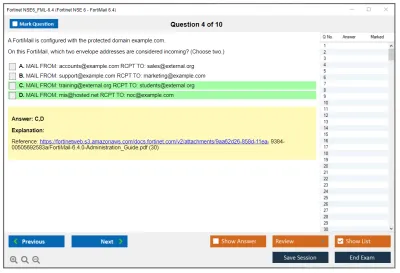 Fortinet NSE6_FML-6.4 Fortinet NSE 6 - FortiMail 6.4 Practice test exam simulator test engine exam Prep practice test questions answers Image 4