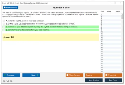 Oracle 1z0-1093-22 Oracle Cloud Database Services 2022 Professional Practice test exam simulator test engine exam Prep practice test questions answers Image 4
