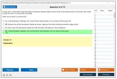 Automation Anywhere Advanced-RPA-Professional Automation Anywhere Certified Advanced RPA Professional (V11) Practice test exam simulator test engine exam Prep practice test questions answers Image 9