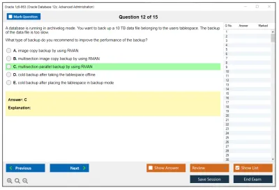 Oracle 1z0-063 Oracle Database 12c: Advanced Administration Practice test exam simulator test engine exam Prep practice test questions answers Image 12