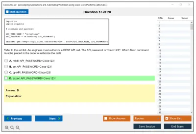 Cisco 200-901 DevNet Associate (DEVASC) Practice test exam simulator test engine exam Prep practice test questions answers Image 13