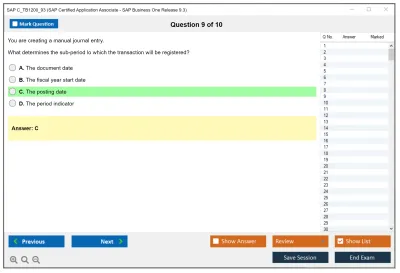SAP C_TB1200_93 SAP Certified Application Associate - SAP Business One Release 9.3 Practice test exam simulator test engine exam Prep practice test questions answers Image 9