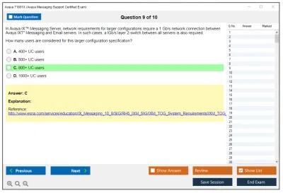 Avaya 71801X Avaya Messaging Support Certified Exam Practice test exam simulator test engine exam Prep practice test questions answers Image 9
