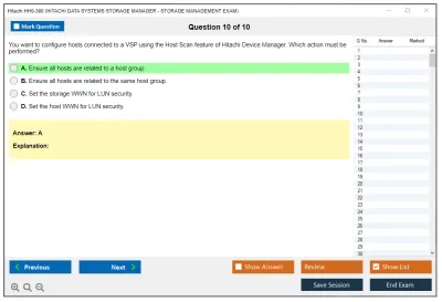 Hitachi HH0-380 HITACHI DATA SYSTEMS STORAGE MANAGER - STORAGE MANAGEMENT EXAM Practice test exam simulator test engine exam Prep practice test questions answers Image 10