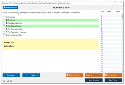 ServiceNow CIS-SAM Certified Implementation Specialist - Software Asset Management Professional Exam Practice test exam simulator test engine exam Prep practice test questions answers Image 5