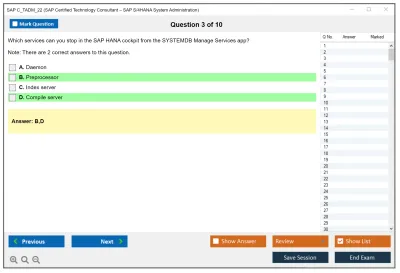 SAP C_TADM_22 SAP Certified Technology Consultant – SAP S/4HANA System Administration Practice test exam simulator test engine exam Prep practice test questions answers Image 3