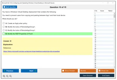 Microsoft AZ-140 Configuring and Operating Windows Virtual Desktop on Microsoft Azure Practice test exam simulator test engine exam Prep practice test questions answers Image 10